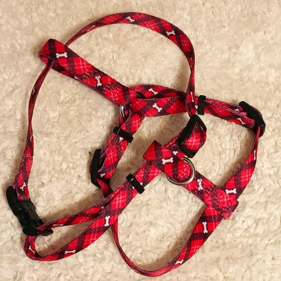 EUC ~Youly Classic Adjustable Dog Harness Red Plaid w/ Small Bones(Size: Medium) - Picture 7 of 7